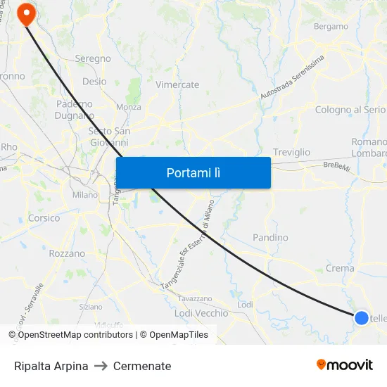 Ripalta Arpina to Cermenate map
