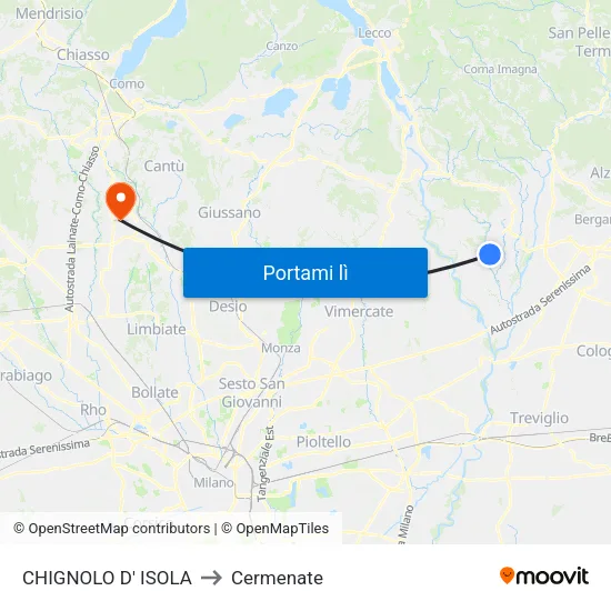 CHIGNOLO D' ISOLA to Cermenate map