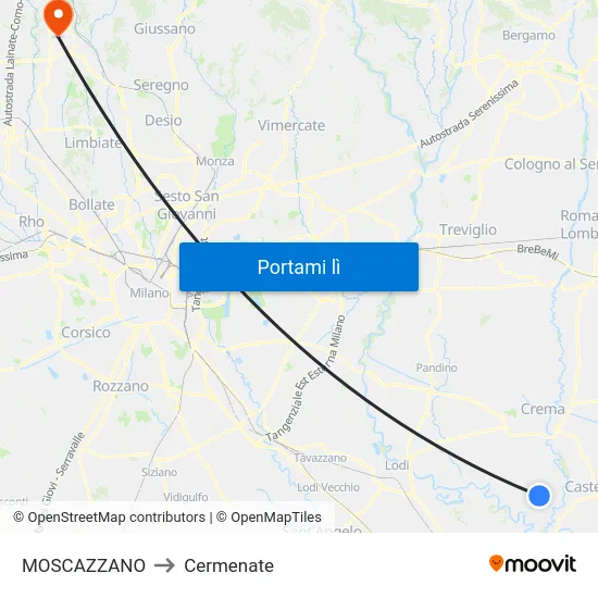 MOSCAZZANO to Cermenate map