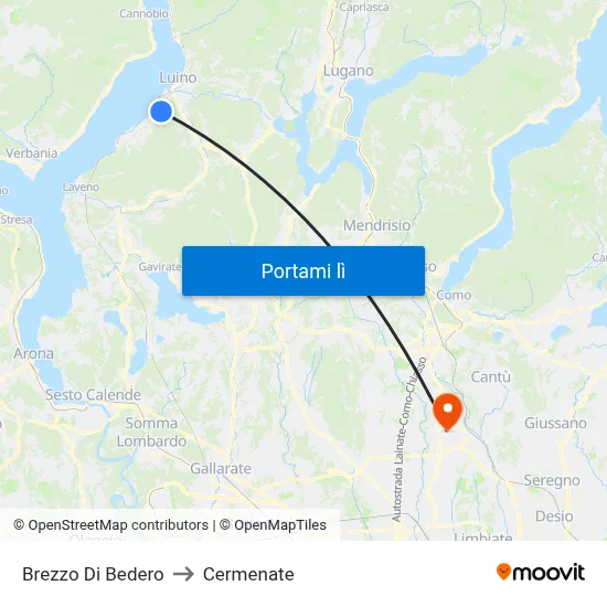 Brezzo Di Bedero to Cermenate map