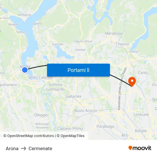 Arona to Cermenate map