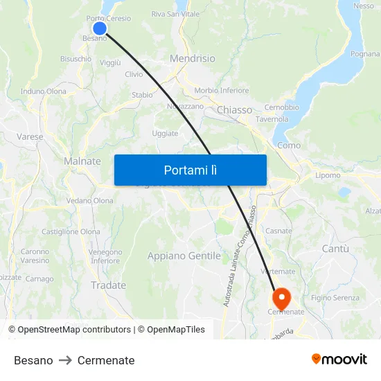 Besano to Cermenate map