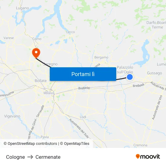 Cologne to Cermenate map
