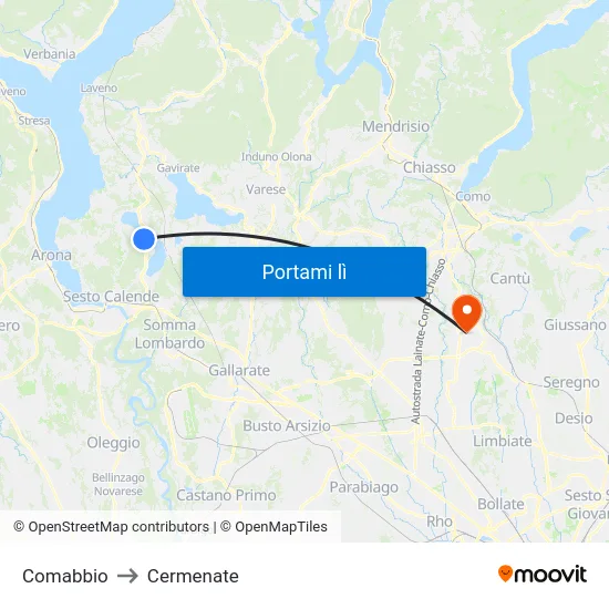 Comabbio to Cermenate map