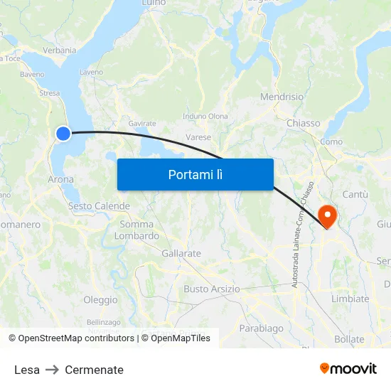 Lesa to Cermenate map