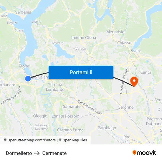 Dormelletto to Cermenate map