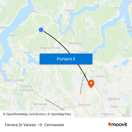 Ferrera Di Varese to Cermenate map