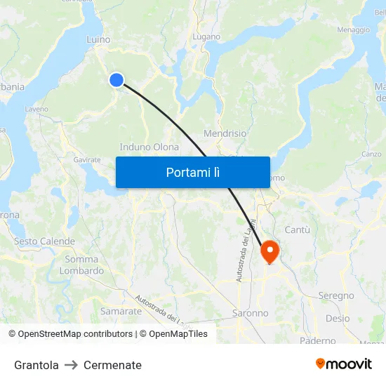 Grantola to Cermenate map