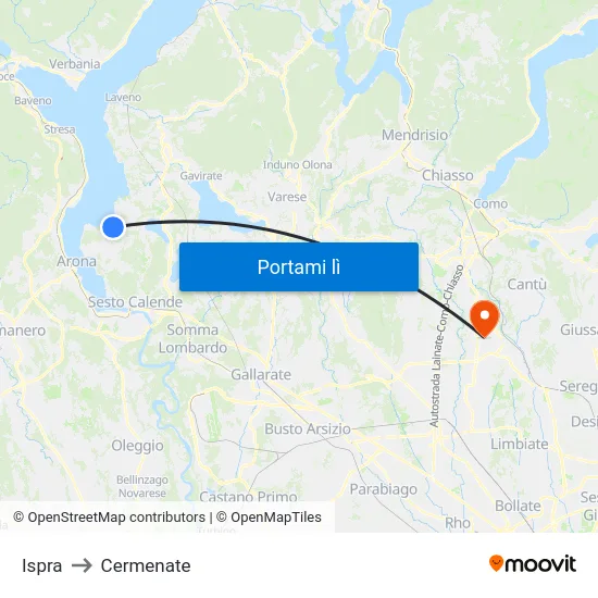 Ispra to Cermenate map