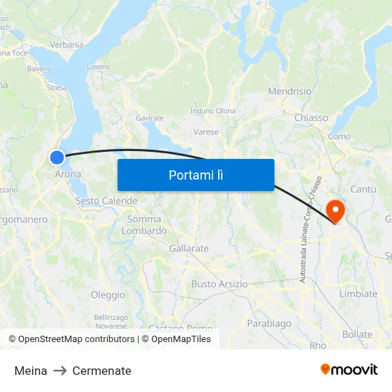 Meina to Cermenate map