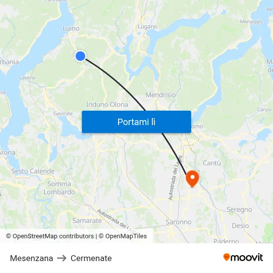 Mesenzana to Cermenate map