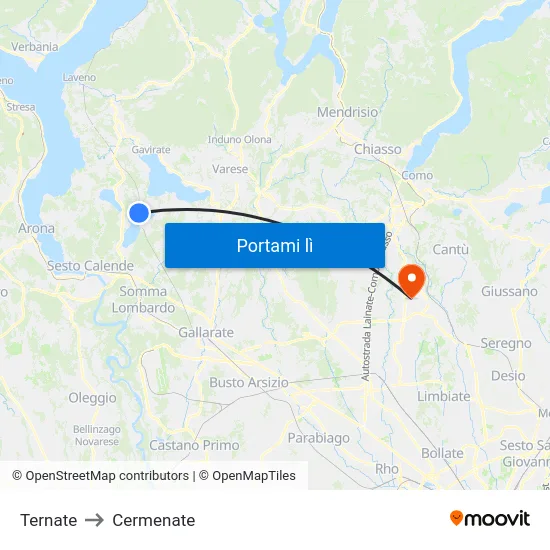Ternate to Cermenate map