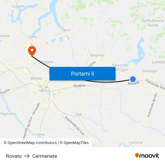 Rovato to Cermenate map