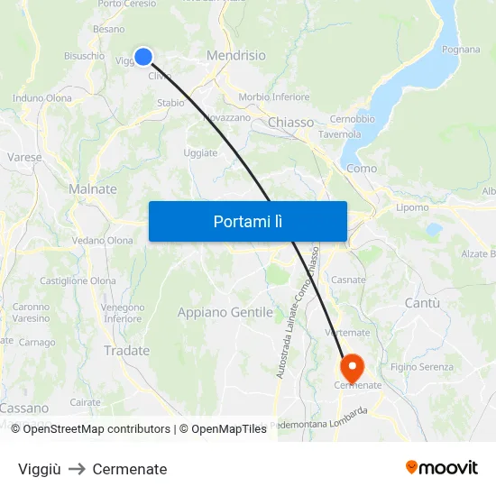 Viggiù to Cermenate map