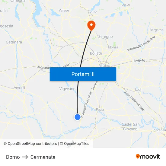 Dorno to Cermenate map