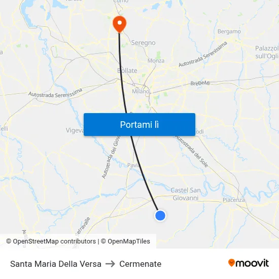 Santa Maria Della Versa to Cermenate map