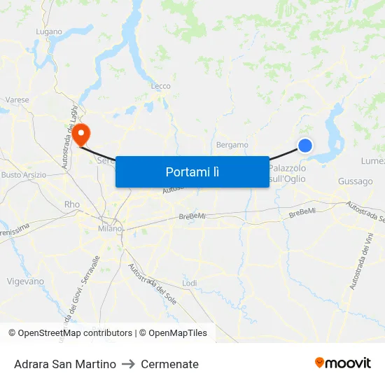 Adrara San Martino to Cermenate map
