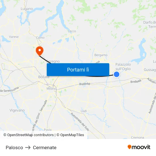 Palosco to Cermenate map