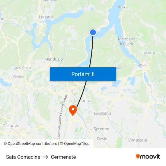 Sala Comacina to Cermenate map