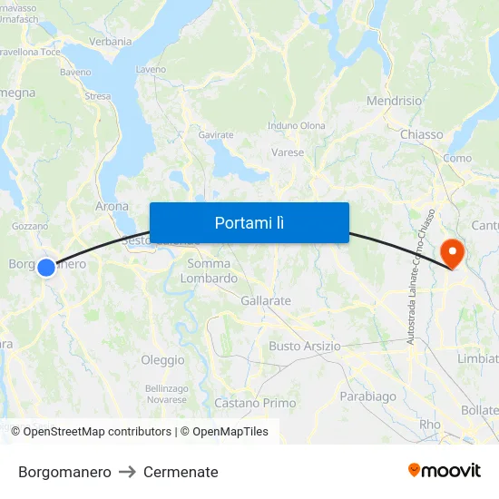 Borgomanero to Cermenate map