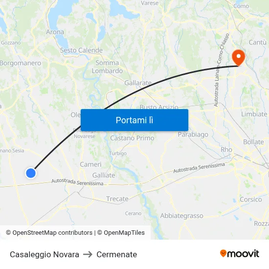 Casaleggio Novara to Cermenate map