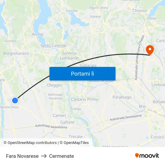 Fara Novarese to Cermenate map