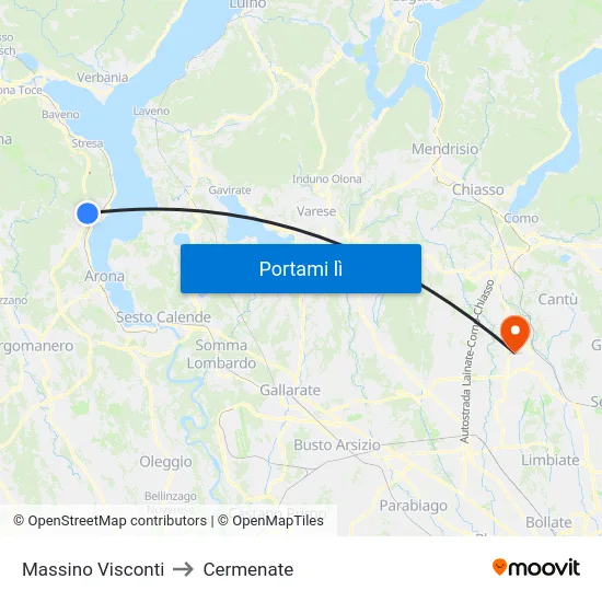 Massino Visconti to Cermenate map