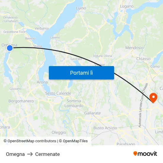 Omegna to Cermenate map