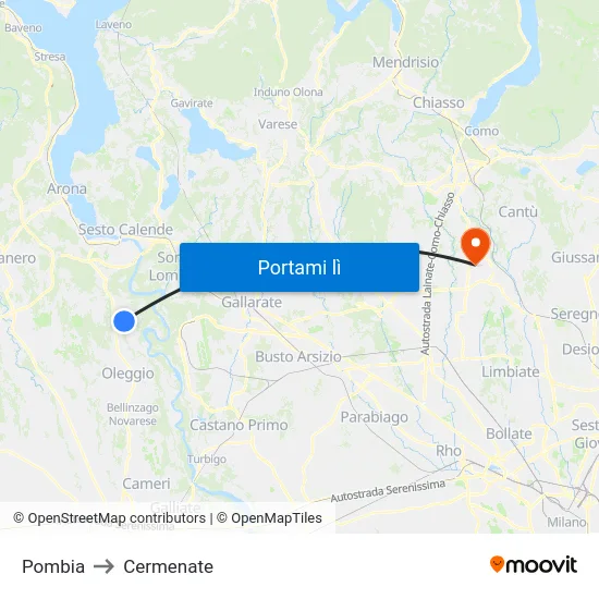 Pombia to Cermenate map