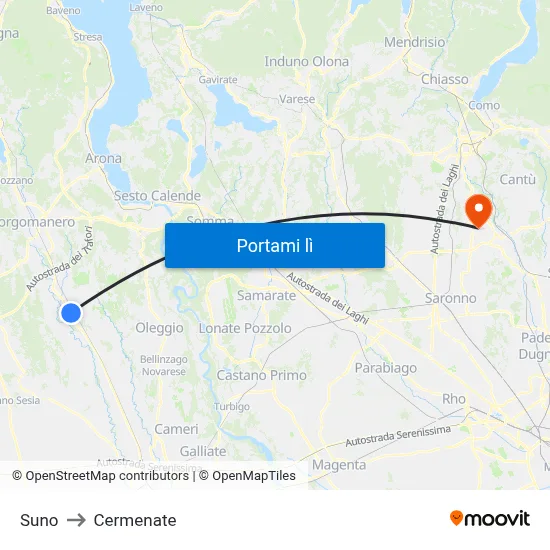 Suno to Cermenate map