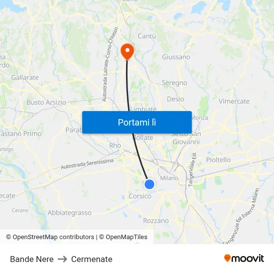 Bande Nere to Cermenate map