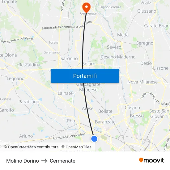 Molino Dorino to Cermenate map