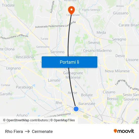Rho Fiera to Cermenate map