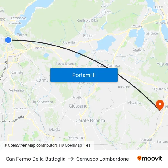 San Fermo Della Battaglia to Cernusco Lombardone map