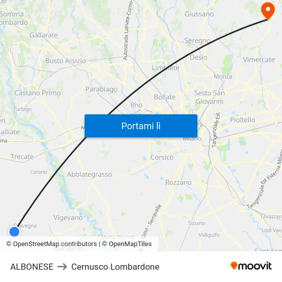 ALBONESE to Cernusco Lombardone map