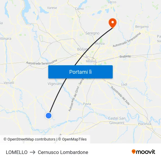 LOMELLO to Cernusco Lombardone map