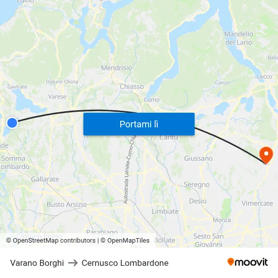 Varano Borghi to Cernusco Lombardone map
