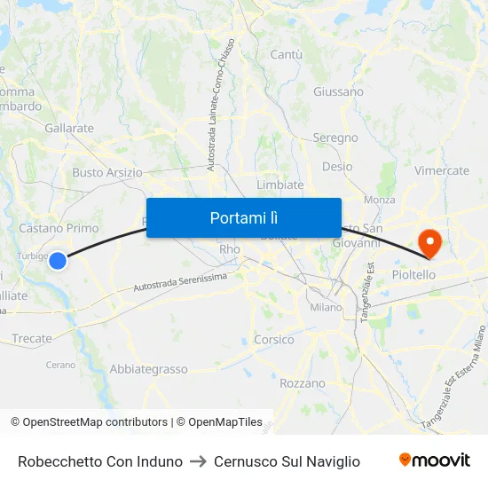 Robecchetto Con Induno to Cernusco Sul Naviglio map
