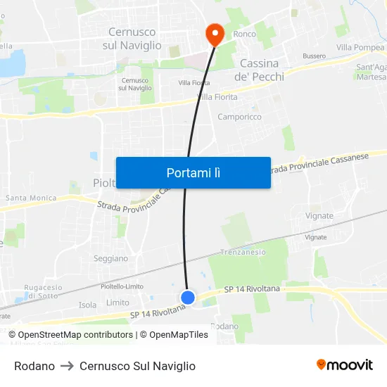 Rodano to Cernusco Sul Naviglio map