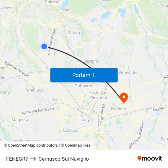 FENEGR? to Cernusco Sul Naviglio map