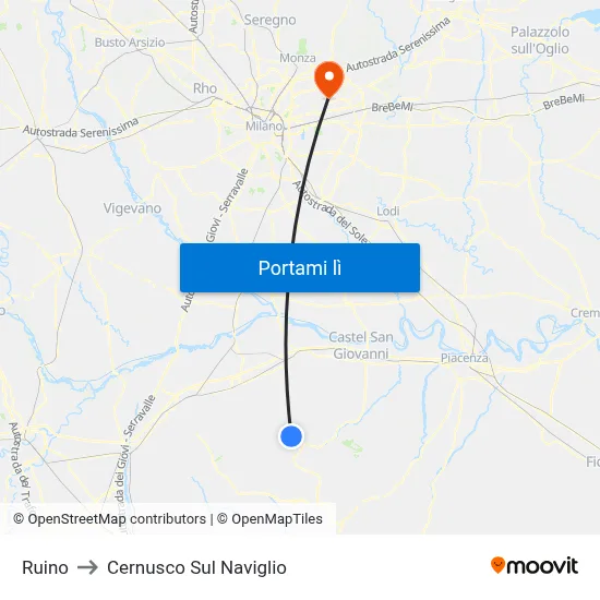 Ruino to Cernusco Sul Naviglio map
