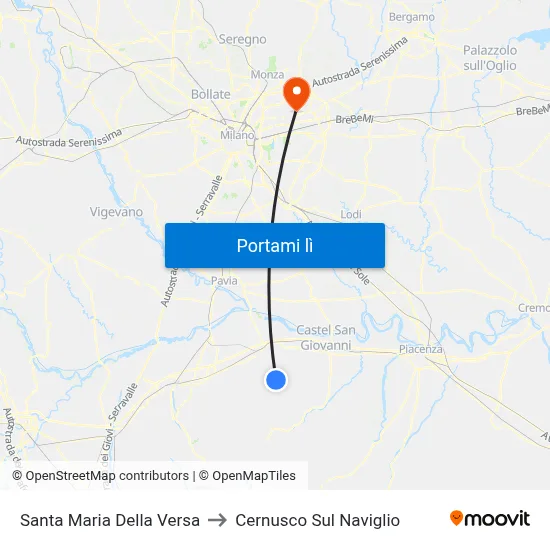 Santa Maria Della Versa to Cernusco Sul Naviglio map