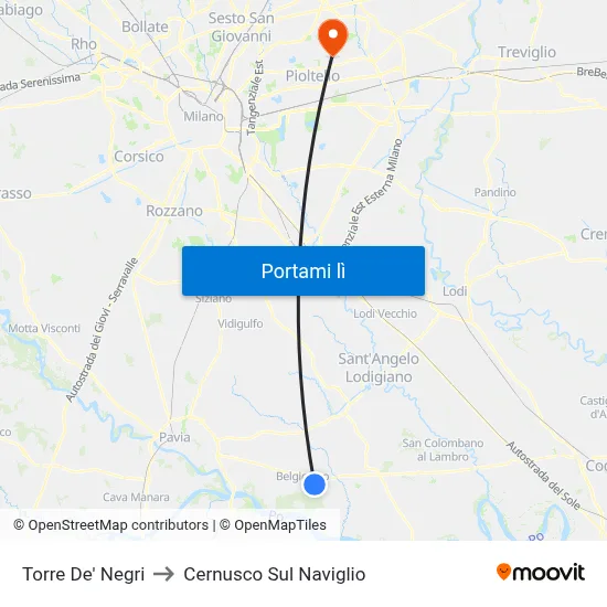 Torre De' Negri to Cernusco Sul Naviglio map