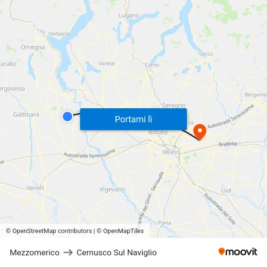 Mezzomerico to Cernusco Sul Naviglio map