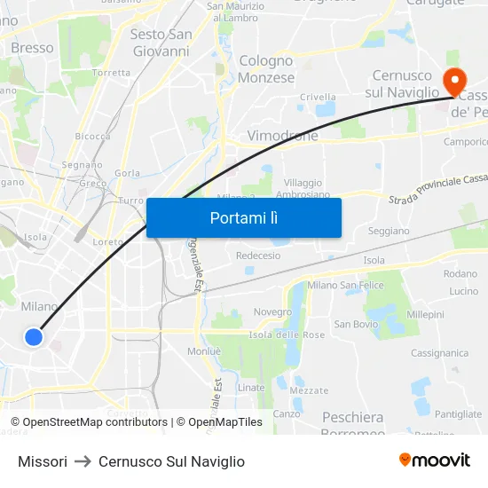 Missori to Cernusco Sul Naviglio map