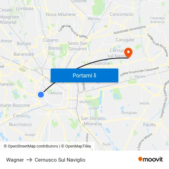 Wagner to Cernusco Sul Naviglio map