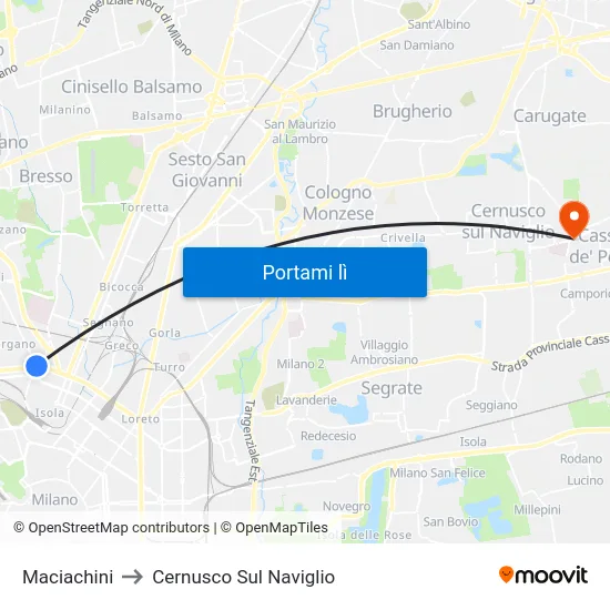 Maciachini to Cernusco Sul Naviglio map