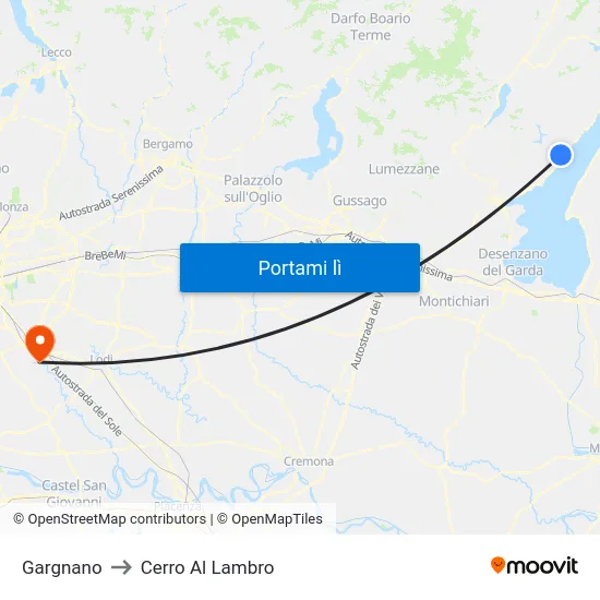 Gargnano to Cerro Al Lambro map