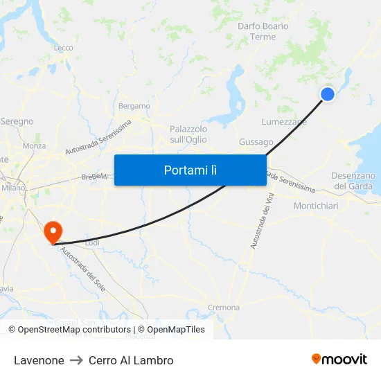 Lavenone to Cerro Al Lambro map