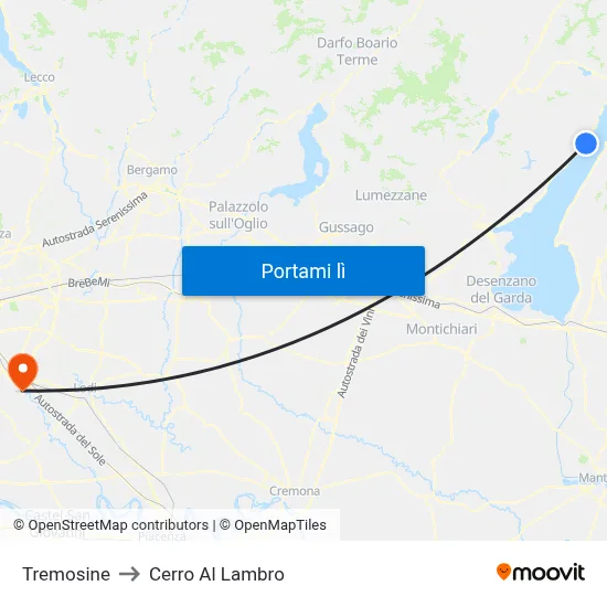 Tremosine to Cerro Al Lambro map